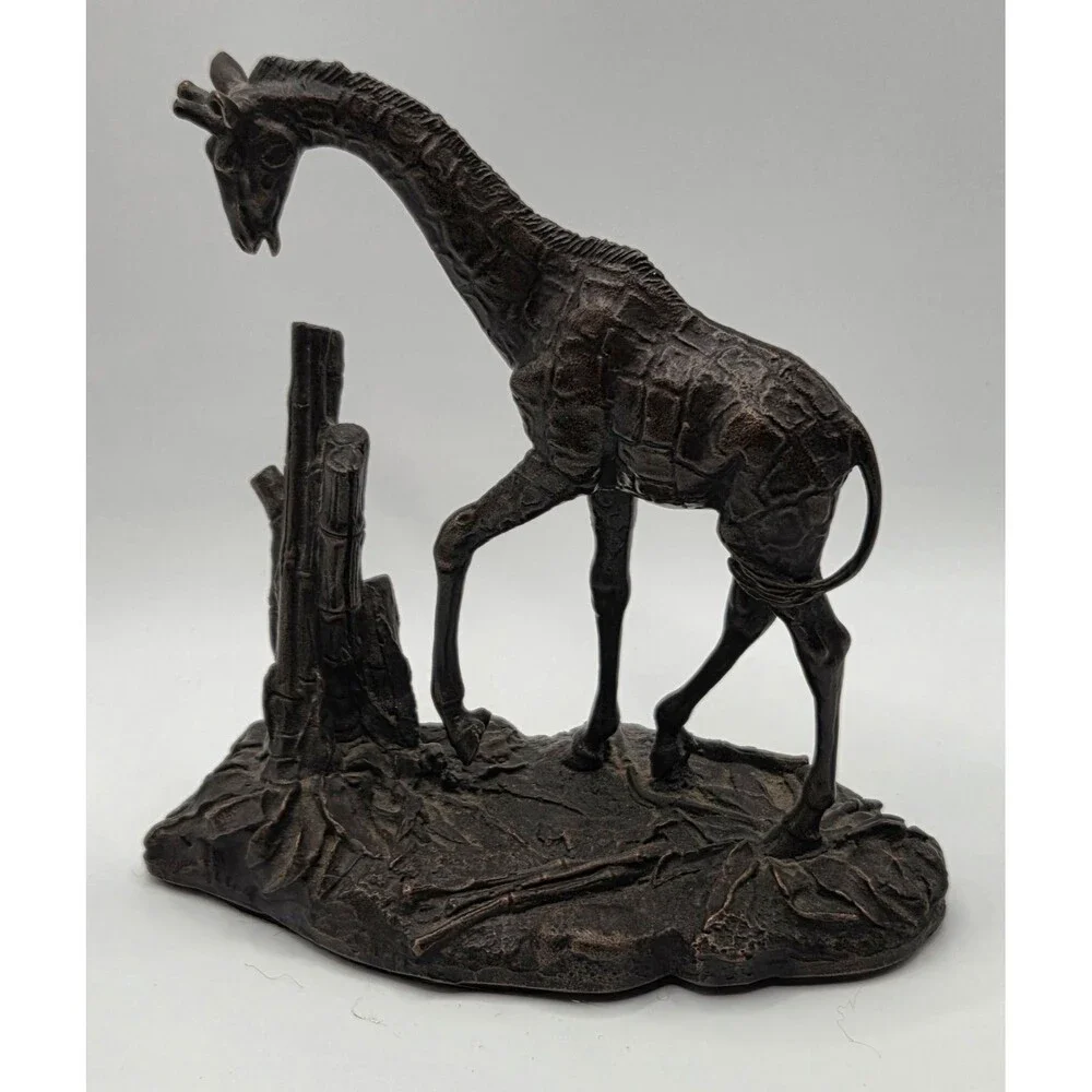 Vintage 1976 Franklin Mint Solid Bronze Giraffe Figure Polland
